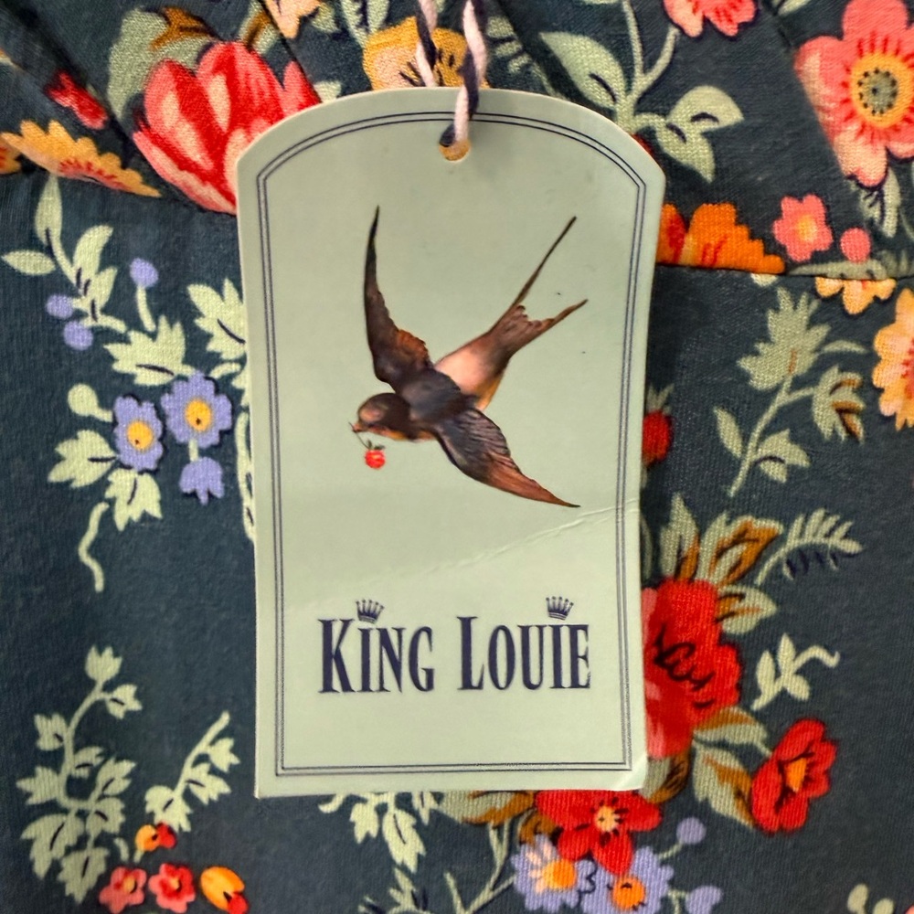 King Louie Floral Midi Dress Women’s Size M | Teal Green | NWT - Picture 3 of 4